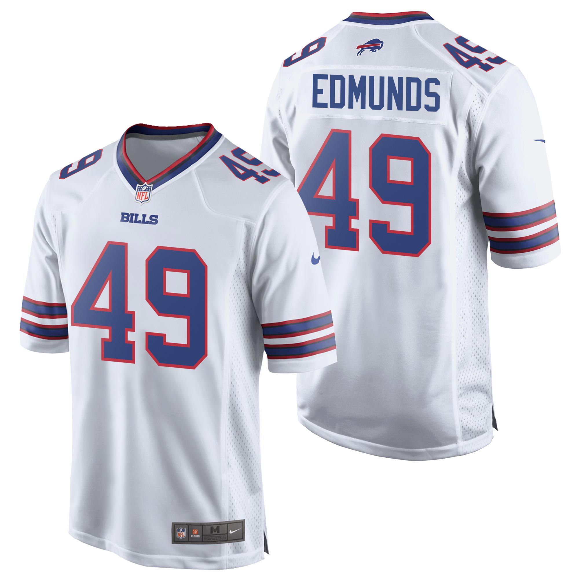 Men Buffalo Bills 49 Tremaine Edmunds Nike White Game NFL Jersey